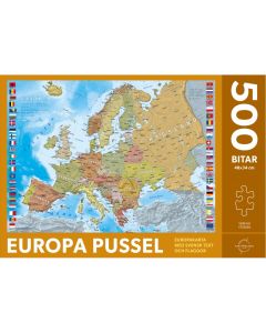 Kartförlaget - Europakart med svensk tekst og flagg Pusslespill