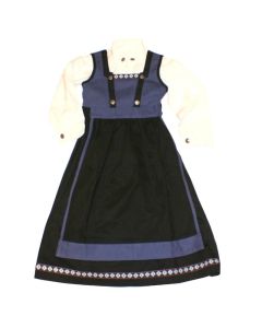 Sett med kjole,bluse og forkle. Materiale: 65% ull, 35% viscose.