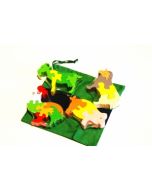 SRI Toys Klossepuslespill Sett Bondegård Med Fire Dyr